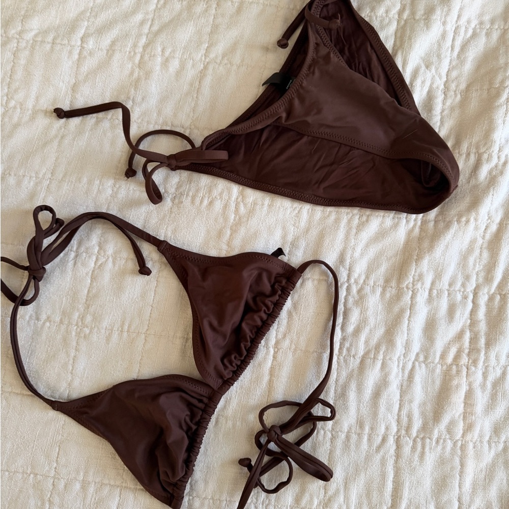 Skims Brown Triangle Bikini Set